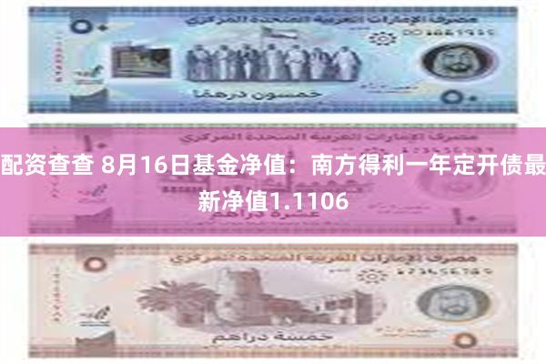 配资查查 8月16日基金净值：南方得利一年定开债最新净值1.1106