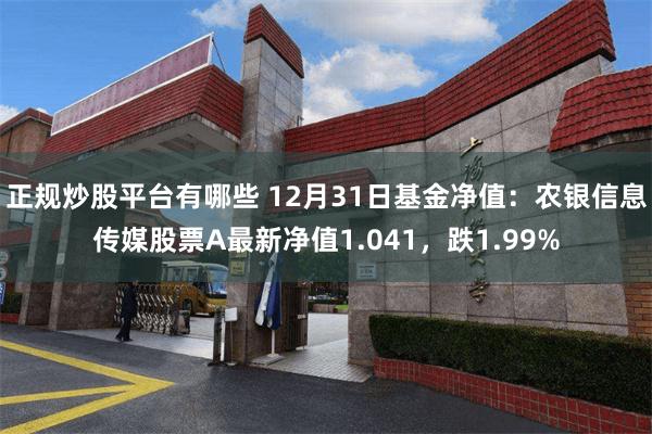 正规炒股平台有哪些 12月31日基金净值：农银信息传媒股票A最新净值1.041，跌1.99%